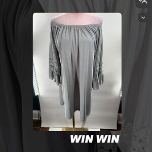 EUC WinWin Grey Ruffle Sleeve Tunic